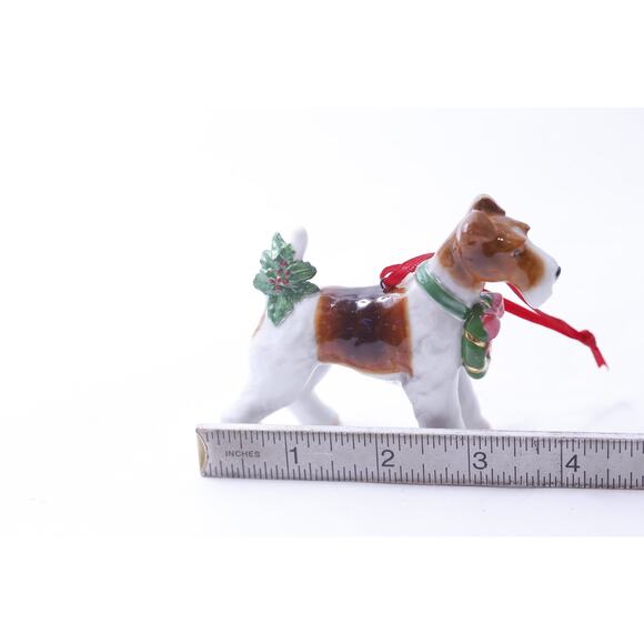 Wire Fox Terrier, Christmas Ornament, DNC Fine Porcelain, FHanging Figurine, - Picture 3 of 4